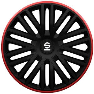 Sparco Wieldoppenset Bergamo 15-Inch Zwart/Rood