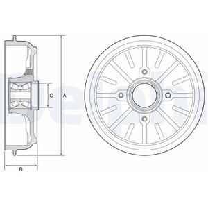 Delphi - BFR576 - Remtrommel - Voor Citroen, DS, Peugeot - Met ABS Sensorring