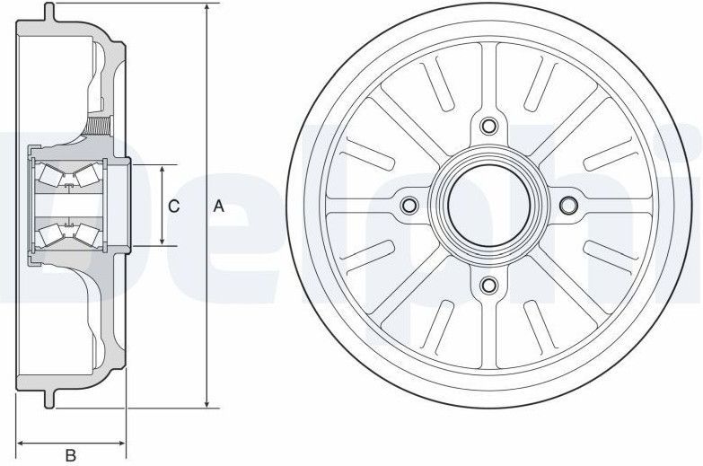 Delphi - BFR576 - Remtrommel - Voor Citroen, DS, Peugeot - Met ABS Sensorring