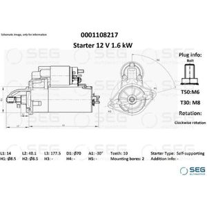 Starter Mercedes 1.6 Kw Mercedes-Benz Seg Automotive 0001  217
