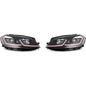 Set Led Koplampen Passend Voor Volkswagen Golf Vii Facelift (7.5) 2017- - Zwart/Rood - Incl. Drl Volkswagen Autostyle Dl Vwk83lmjr