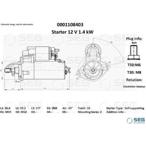 Starter Mercedes 1.4 Kw Chrysler, Mercedes-Benz Seg Automotive 0001  403