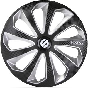 Sparco Wieldoppenset Sicilia 15-Inch Zwart/Zilver/Carbon