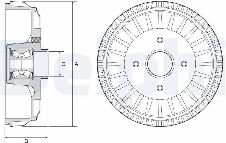 Remtrommel - Dacia, Lada, Renault - Delphi Bfr768 - Trommelrem met Lager - 229 mm