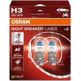 Osram - Night Breaker Laser - H3 - Set 2 Stuks - Halogeenlampen - Sterk Licht