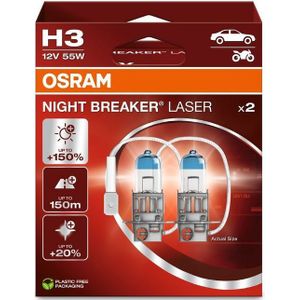Osram - Night Breaker Laser - H3 - Set 2 Stuks - Halogeenlampen - Sterk Licht