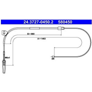 ATE - Handremkabel - 1463 mm - Voor - MERCEDES-BENZ - Schijfremmen