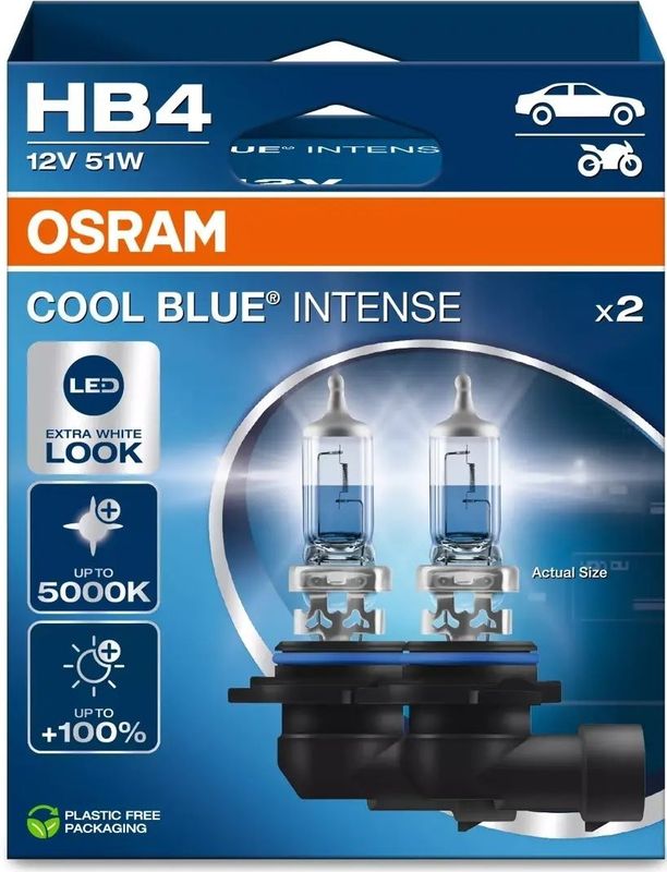 Osram - Cool Blue Intense - Halogeenlampen - Wit - 12V HB4 - 2 Stuks