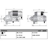 Land Rover - Denso Dsn944 - Startmotor - 12 Volt - 2 kW - 9 Tanden