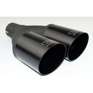 Ulter Sport Uitlaatsierstuk - Dubbel Rond 80mm Schuin - Lengte 280mm - Montage ->55mm - Zwart