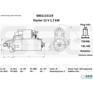 Starter Mercedes 1.7 Kw Mercedes-Benz Seg Automotive 0001 115 119
