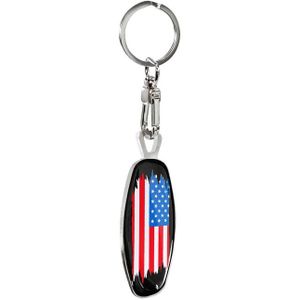 RVS Sleutelhanger - Emblem/ Flag USA+PL