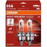 Osram - Night Breaker Silver - Halogeenlamp - 12V H4 - Set 2 Stuks