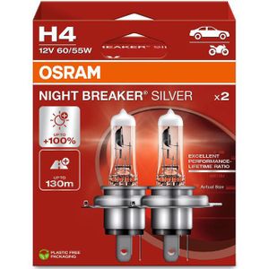 Osram - Night Breaker Silver - Halogeenlamp - 12V H4 - Set 2 Stuks