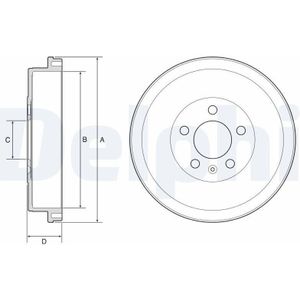 Remtrommel - Skoda, Volkswagen - Delphi Bf634 - Diameter 229 mm - Hoogte 48 mm