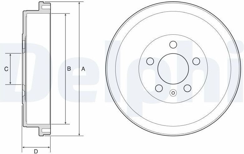 Remtrommel - Skoda, Volkswagen - Delphi Bf634 - Diameter 229 mm - Hoogte 48 mm