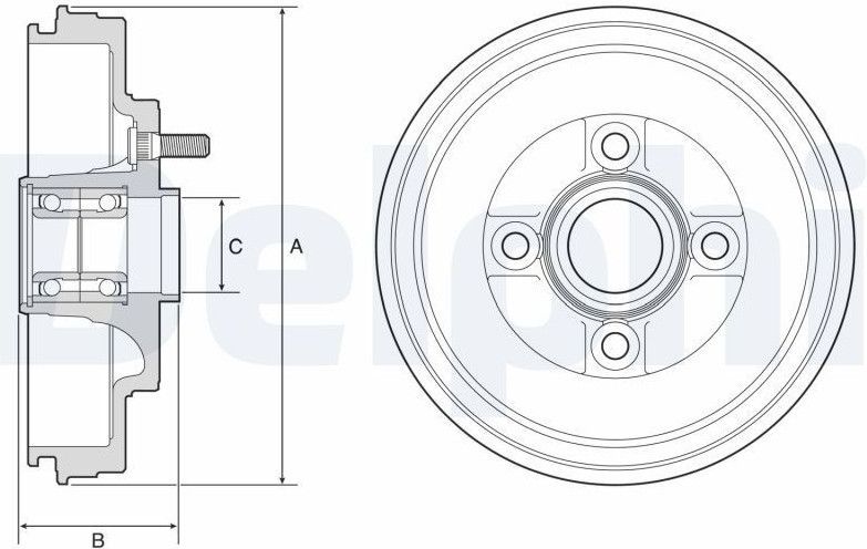 Mitsubishi - Remtrommel - Bfr589 - Met ABS sensorring - 240 mm