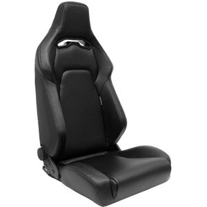 Sportstoel VGR - Zwart Kunstleder + Zilveren stiksels - Dubbelzijdig verstelbare rugleuning