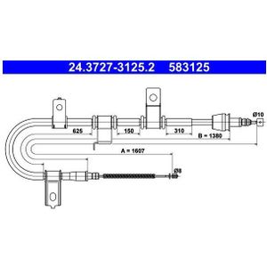 Hyundai - Handremkabel - 1607 mm - Voor Bouwjaar 2002-2010