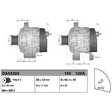 Dynamo - Fiat Denso Dan1429 - 14 Volt - Laadstroom 120A - Voor voertuigen met 12V boordspanning