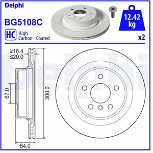 Bmw - Remschijf - Geventileerd - Achteras - 300 mm - Gecoat - High carbon