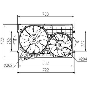 NRF - Radiator Ventilator - Voor VW, AUDI, SKODA - 12 Volt - 330 Watt - Met Ventilatorraamwerk