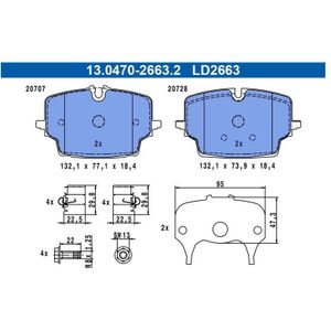 Remblokkenset, Schijfrem Bmw Ate 13.0470-2663.2