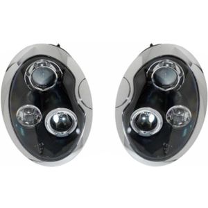 Set Koplampen Passend Voor Bmw New Mini R50-R53 2001-2006 - Zwart - Incl. Angel-Eyes Mini Autostyle Dl Bmk05j