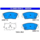 ATE - Remblokkenset - 132,8 mm - Vooras - Met Akoestische Slijtagewaarschuwing