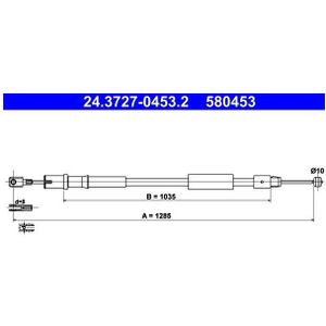 Mercedes-Benz - Ate 24.3727-0453.2 - Handremkabel - Lengte 1285 mm