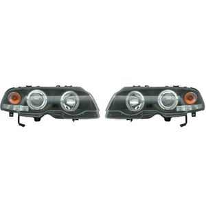 Set Koplampen Passend Voor Bmw 3-Serie E46 Coupe/Cabrio 1999-2002 - Zwart - Incl. Angel-Eyes Bmw Autostyle Dl Bmk08j