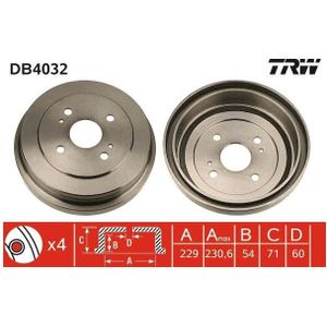 Toyota - Remtrommel - DB4032 - Hoogte 71 mm - Diameter 248 mm