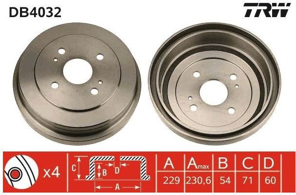 Toyota - Remtrommel - DB4032 - Hoogte 71 mm - Diameter 248 mm