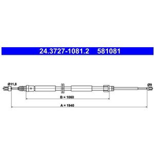 Renault - Handremkabel - 1940 mm