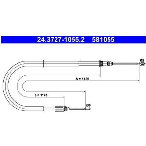 Renault - Ate 24.3727-1055.2 - Handremkabel - Lengte 1479 mm