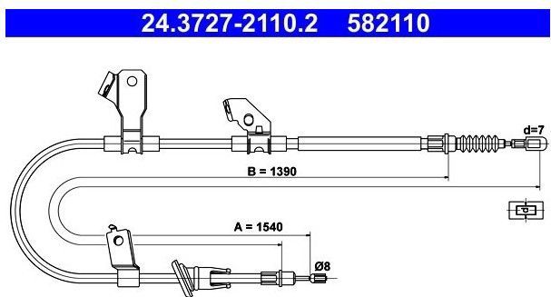 Mitsubishi - Ate 24.3727-2110.2 - Handremkabel - Lengte 1540 mm