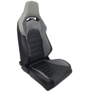 Sportstoel &#039;VGR&#039; - Zwart Kunstleder + Lichtgrijs Stof/Suede + Rode stiksels