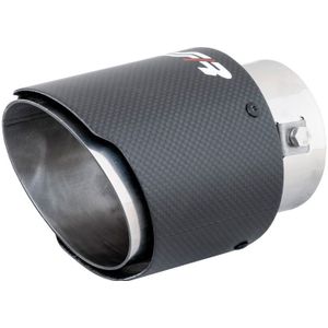 Simoni Racing Uitlaatsierstuk Rond/Schuin Mat-Carbon+RVS - 102xL155mm - Montage 50-76m