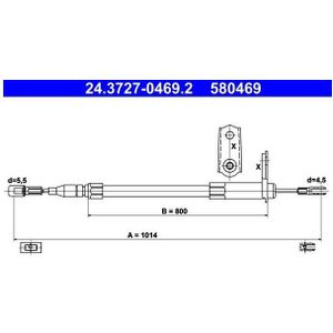 ATE - Handremkabel - 1014 mm - MERCEDES-BENZ - Rechts Achter - Schijfremmen