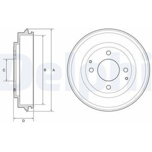 Delphi - BF632 - Remtrommel - Citroen, Peugeot - Diameter 240 mm
