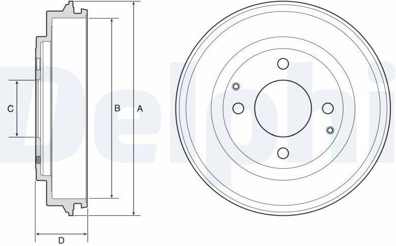 Delphi - BF632 - Remtrommel - Citroen, Peugeot - Diameter 240 mm