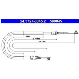 ATE - Handremkabel - 1905 mm - Voor PEUGEOT - Achter - Schijfremmen