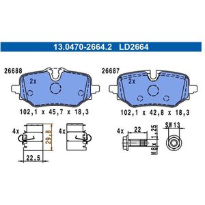 ATE - Remblokkenset - Voor BMW en MINI - 13.0470-2664.2 - Achteras