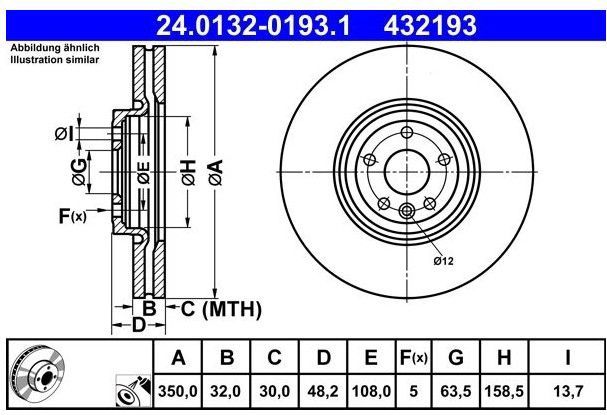 Jaguar - Remschijf - Geventileerd - Buitendiameter 350 mm - Remschijfdikte 32 mm