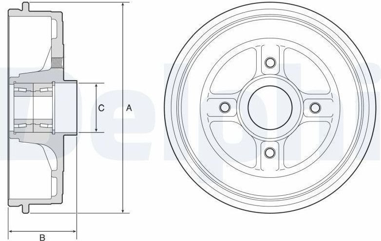 Delphi - Bfr624 - Remtrommel - Dacia, Renault - Trommelrem met Lager