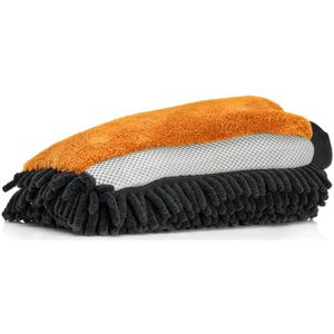 Nuke Guys - 3-in-1 Microvezel Washandschoen - Oranje - Chenille - Insectengaas