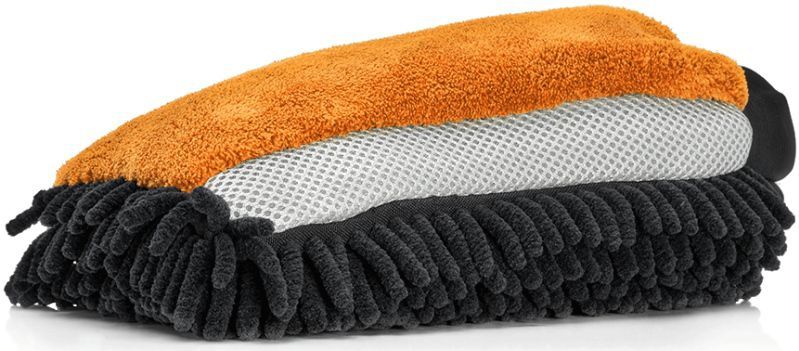 Nuke Guys - 3-in-1 Microvezel Washandschoen - Oranje - Chenille - Insectengaas