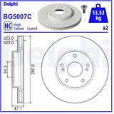 Honda - Remschijf - Geventileerd - Vooras - Gecoat - 280 mm Buitendiameter