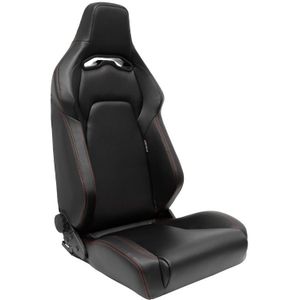 Sportstoel &#039;VGR&#039; - Zwart Kunstleder + Rode stiksels - Dubbelzijdig verstelbare rugleuning