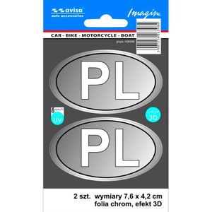 Autotattoo Sticker PL 3D Chrome -7,6 x 4,2 cm